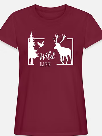 Wild Life Stag T-Shirt Bordeaux